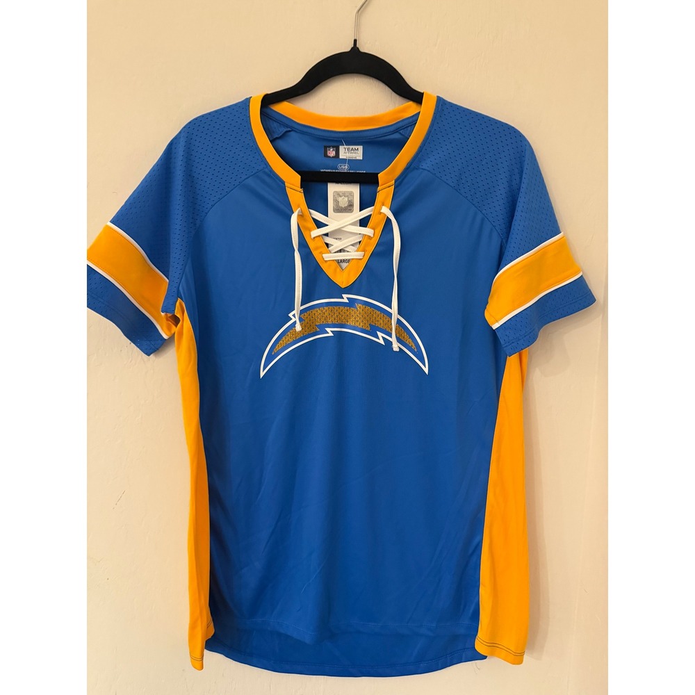 Women's NFL Team Apparel LA Chargers Lace Up Jersey Shirt Size Large NWT